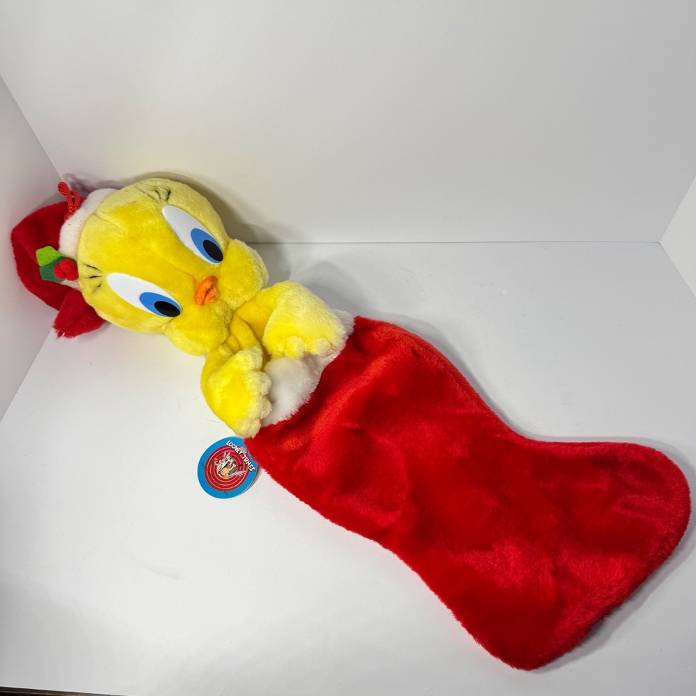 Vintage 1991 Looney Tunes Tweety Bird Plush Christmas Stocking Warner‎ Bros 25"